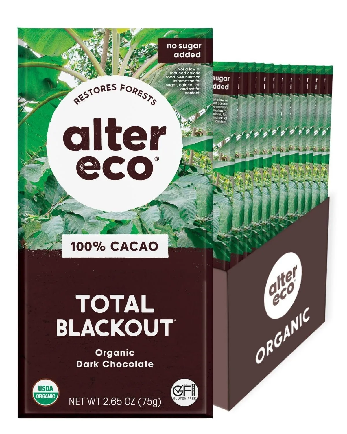 Alter Eco | Dark Chocolate Bars | Pure Dark Cocoa, Fair Trade, Organic, Non-GMO, Gluten Free (12-Pack Total Blackout)