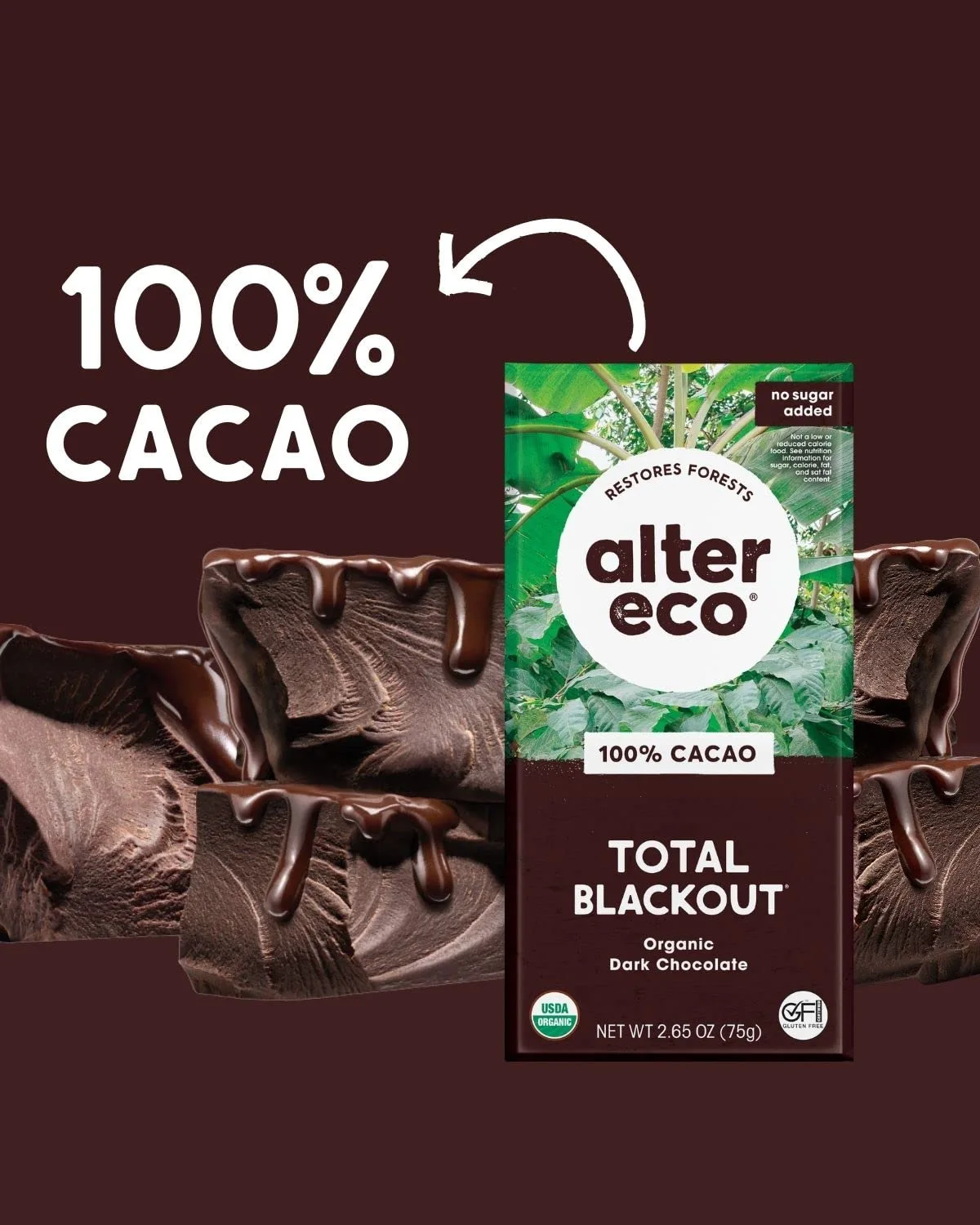 Alter Eco | Dark Chocolate Bars | Pure Dark Cocoa, Fair Trade, Organic, Non-GMO, Gluten Free (12-Pack Total Blackout)