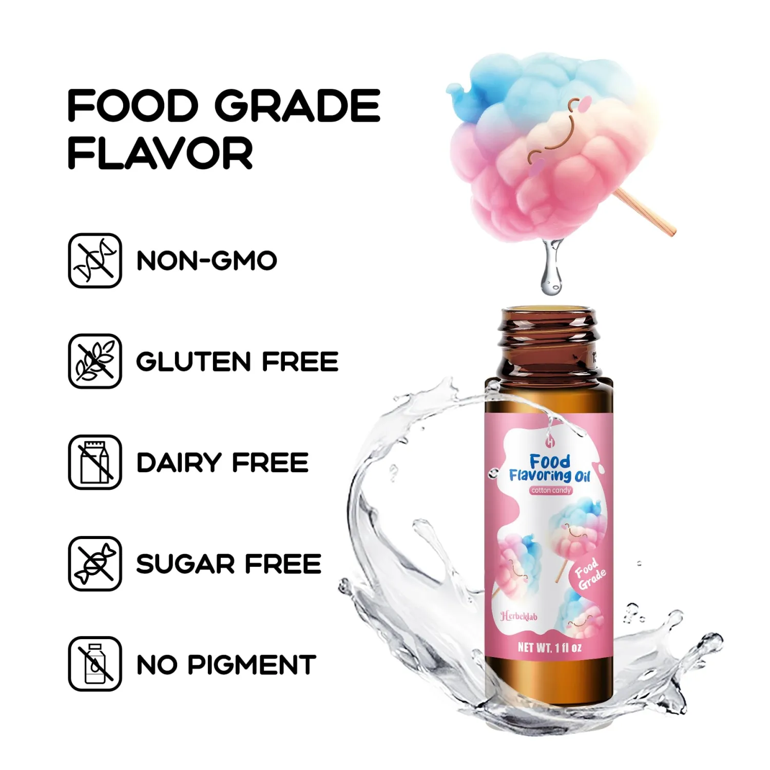 Cotton Candy Flavoring - 1 Fl Oz Cotton Candy Extract for Baking Concentrated Candy Flavoring for Candy Making Lip Gloss Flavoring Oil - with Glass Dropper