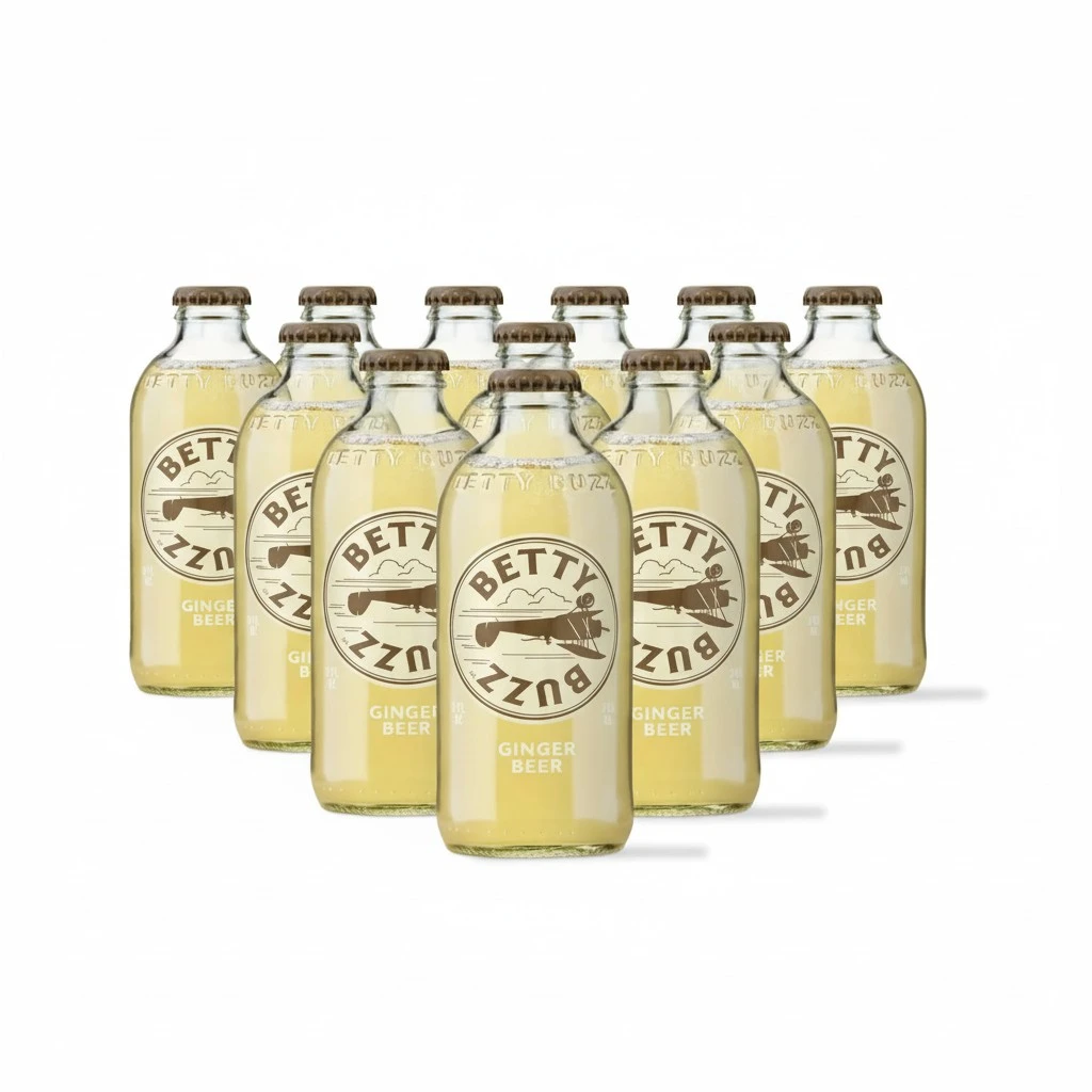 Betty Buzz Ginger Beer, Premium Sparkling Soda by Blake Lively (12 pack) | Natural Flavors & Sweeteners, Only Clean Ingredients