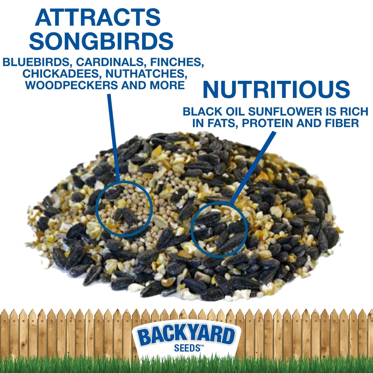 Backyard Seeds Songbird Blend Mixed Bird Seed - Attracts Bluebirds, Cardinals, Chickadees (7 Pounds)