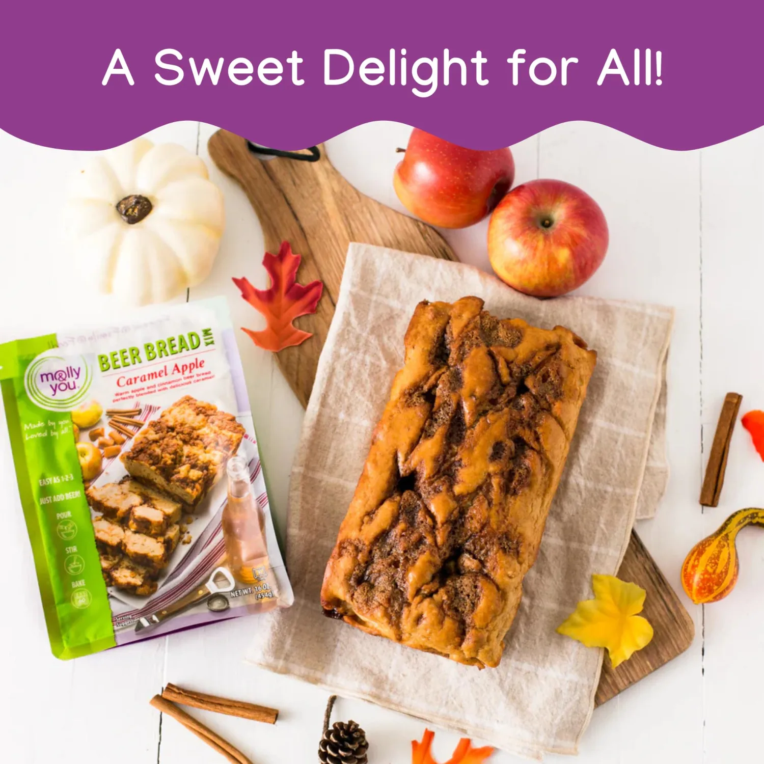 Molly and You Cinnamon Crumble Beer Bread Mix (Pack of 1) – Gourmet, Vegan Friendly, Dairy Free, Artisan Bread Kit - No Bread Machine Needed - Just Add Beer or Soda