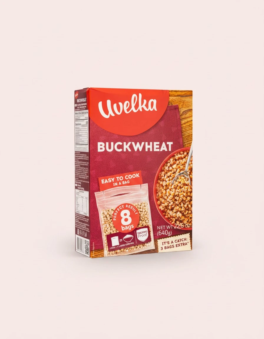 Uvelka, Buckwheat Groats (Grechka/Kasha), 2 Packs of 8 Boil-In-Bags, Easy to Cook, 640g/22.6oz (Ancient Grains) (Pack of 2, 45.2oz)