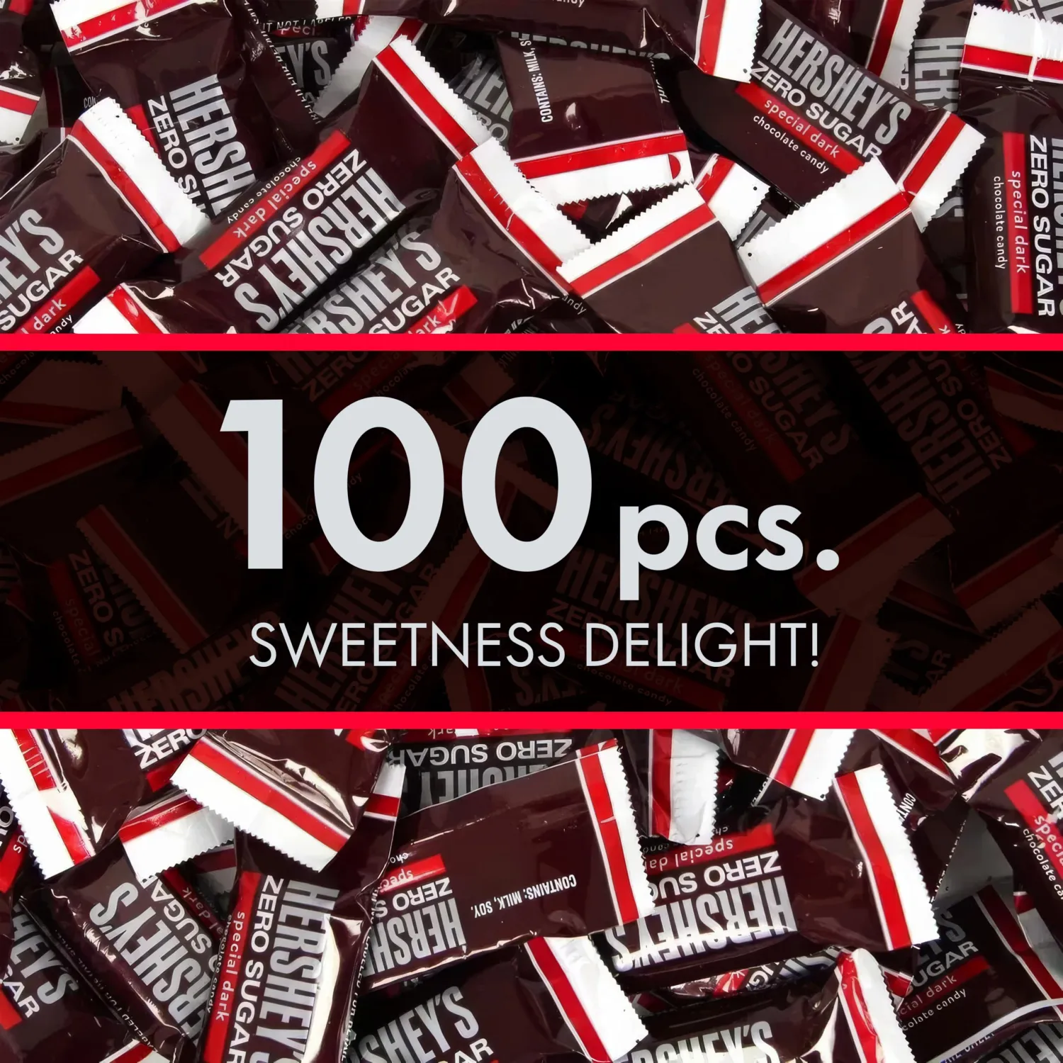 Special Dark Miniatures Zero Sugar - 2 Pounds Approx 100 Pieces - Individually Wrapped Dark Chocolate Bars Sugar Free Candy