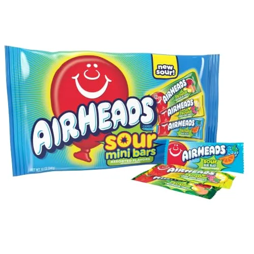 Airheads Sour Mini Candy Bars, Taffy Variety Pack, 12 Oz Bag