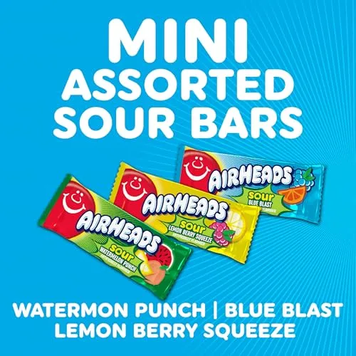 Airheads Sour Mini Candy Bars, Taffy Variety Pack, 12 Oz Bag