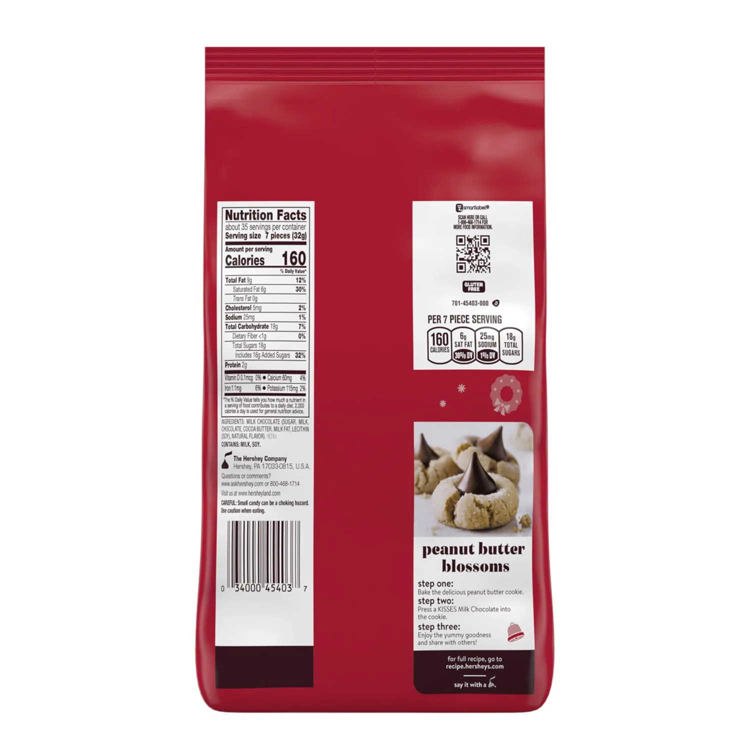 HERSHEY'S KISSES Milk Chocolate, Christmas Candy Bulk Bag, 39.52 oz