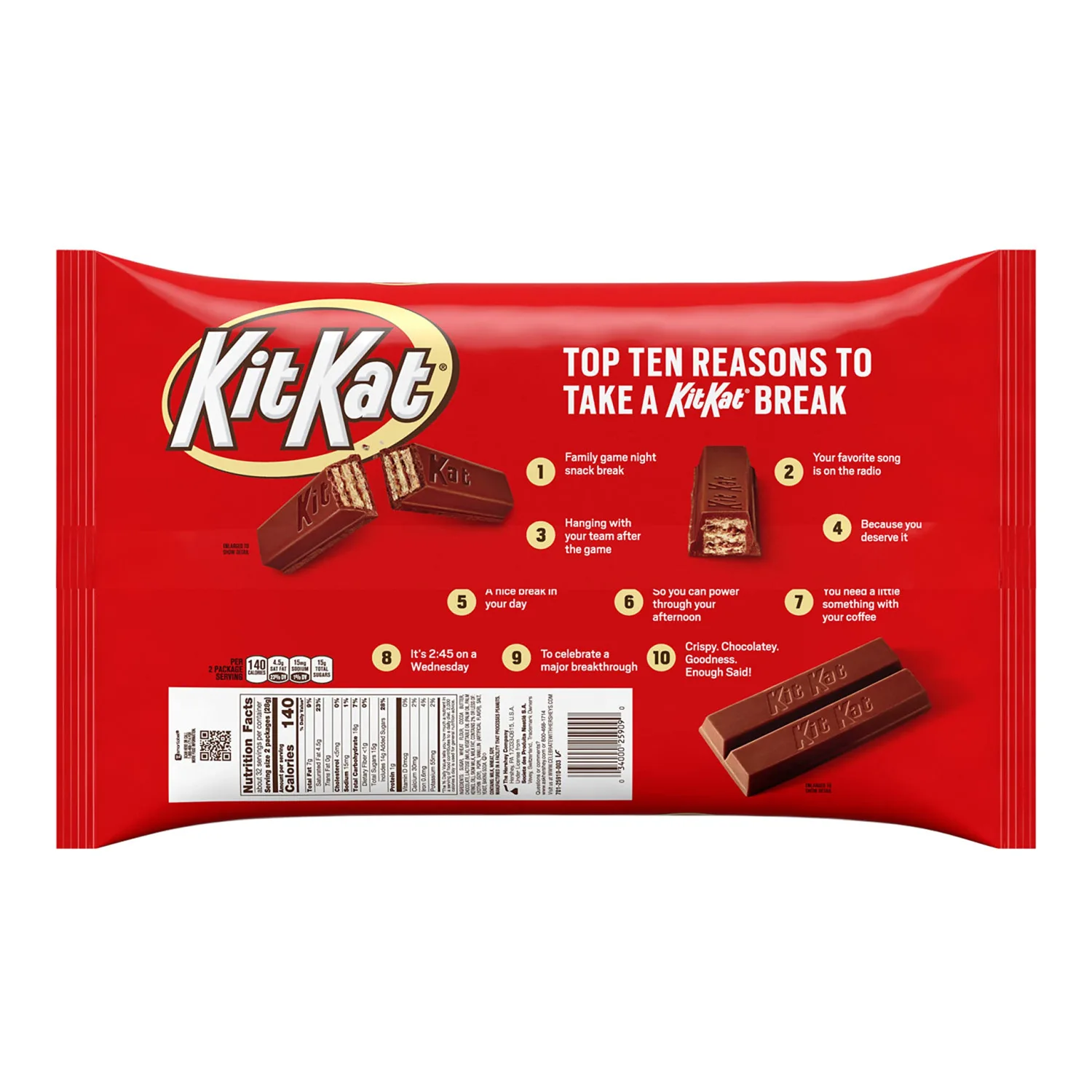 KIT KAT Milk Chocolate Wafer Snack Size, Christmas Candy Bag, 32 oz