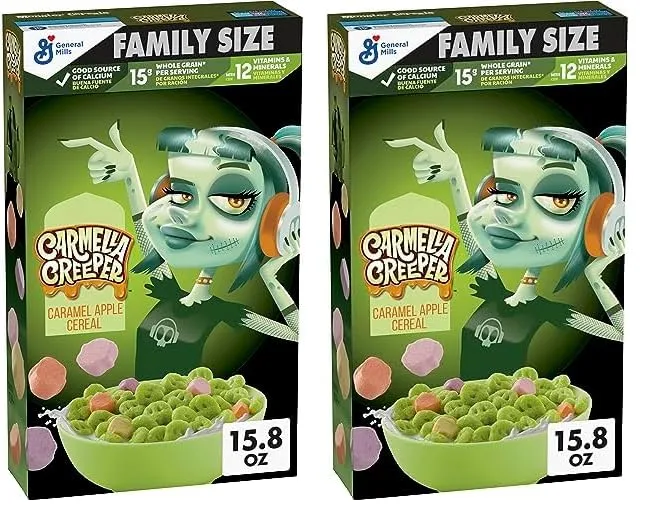 General Mills Carmella Creeper Zombie Monster Breakfast Cereal Family Size, 15.8 oz (Pack of 2)