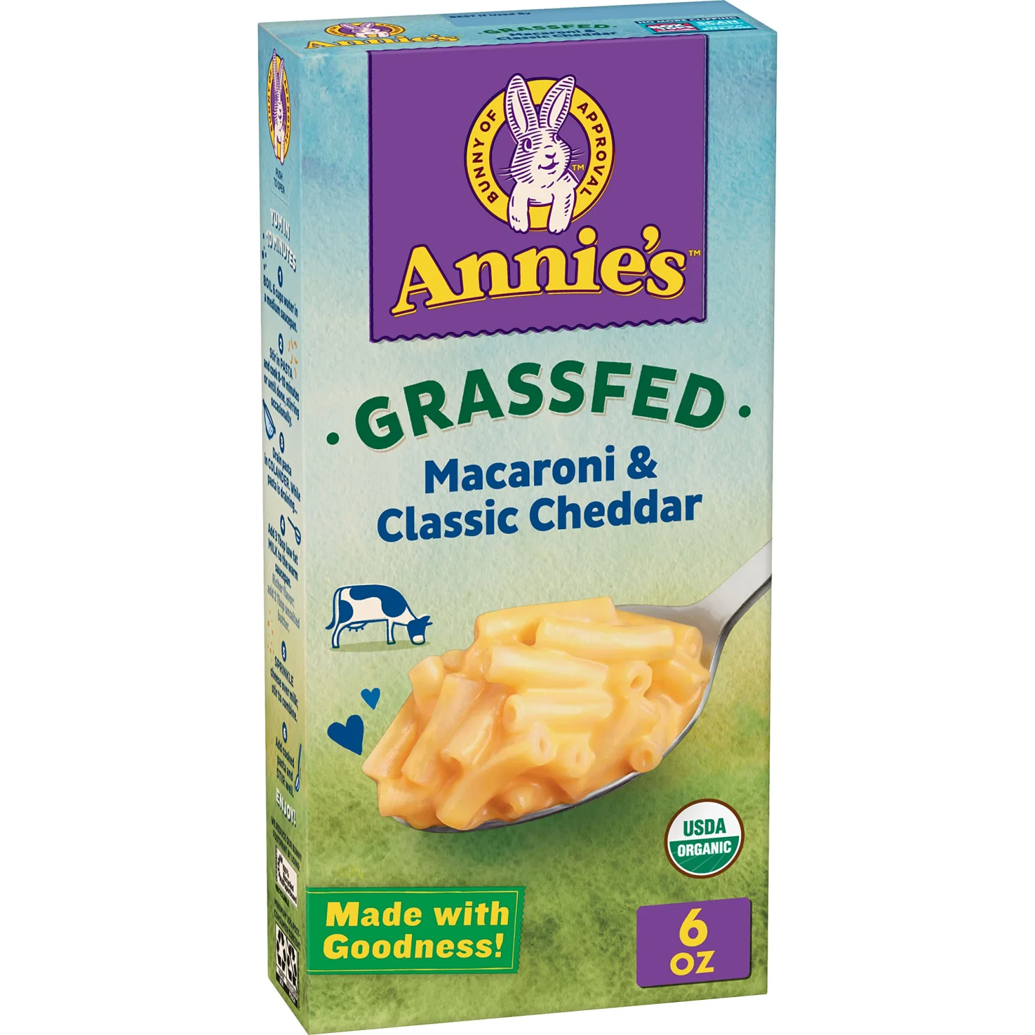 Annie's Organic Macaroni and Cheese, Classic Mild Cheddar, Grassfed, 6 oz