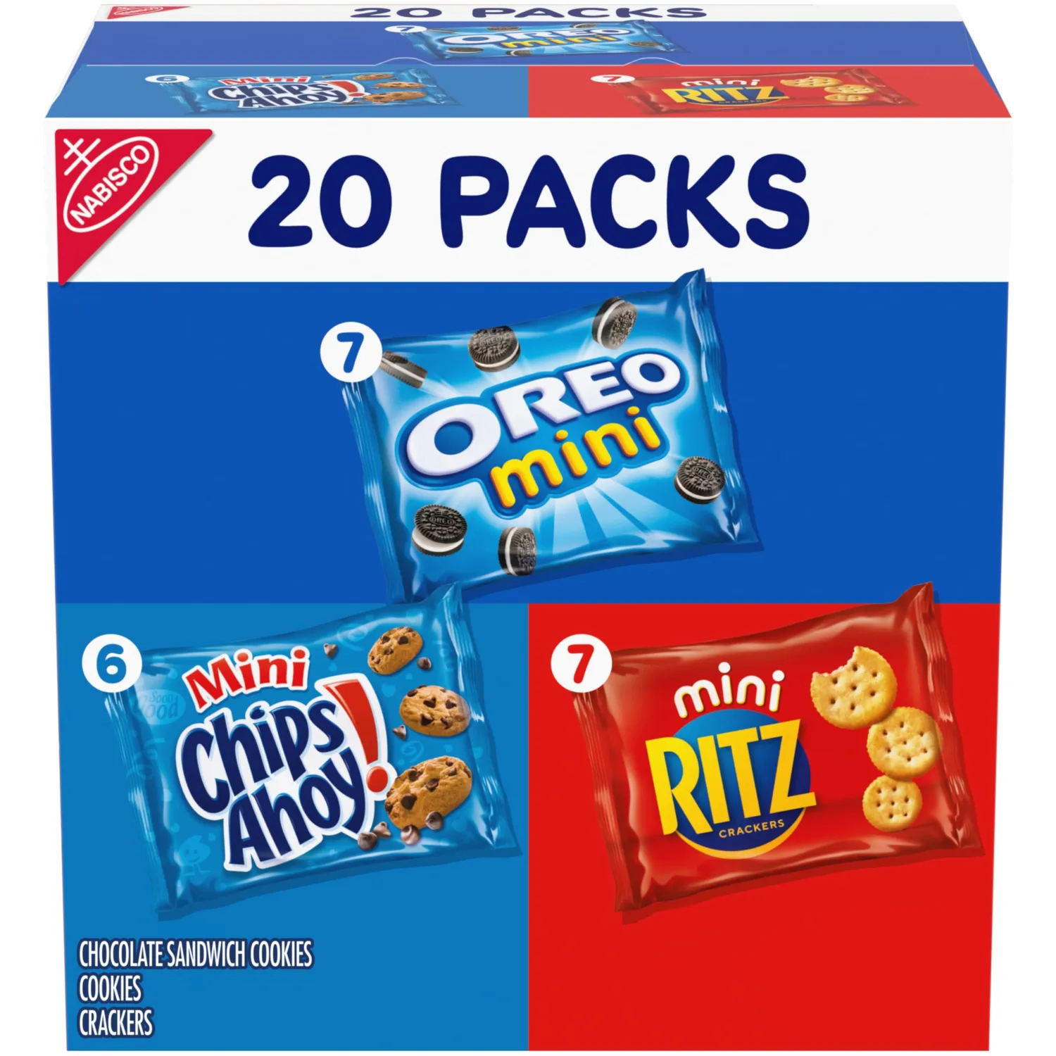Nabisco Sweet & Savory Mix Variety Pack, OREO Mini Cookies, CHIPS AHOY! Mini Cookies & RITZ Mini Crackers, 20 Snack Packs