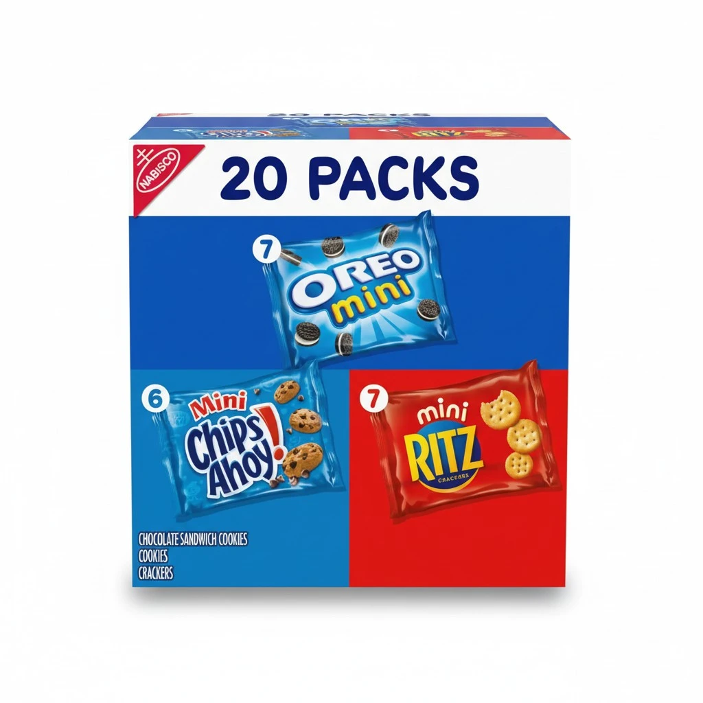 Nabisco Sweet & Savory Mix Variety Pack, OREO Mini Cookies, CHIPS AHOY! Mini Cookies & RITZ Mini Crackers, 20 Snack Packs