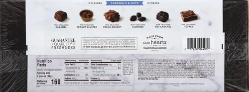 Russell Stover Caramel and Nuts in Milk and Dark Chocolate, Mother's Day Chocolate Gift Box, 9.4 Ounce