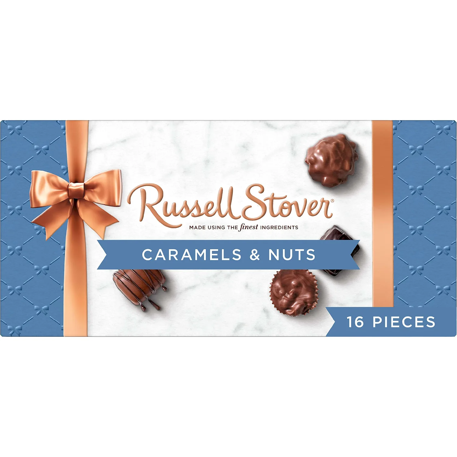 Russell Stover Caramel and Nuts in Milk and Dark Chocolate, Mother's Day Chocolate Gift Box, 9.4 Ounce