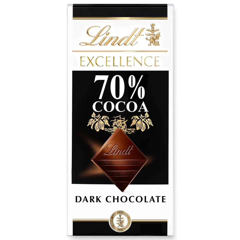 Lindt EXCELLENCE 70% Cocoa Dark Chocolate Candy Bar, Dark Chocolate, 3.5 oz. Bar