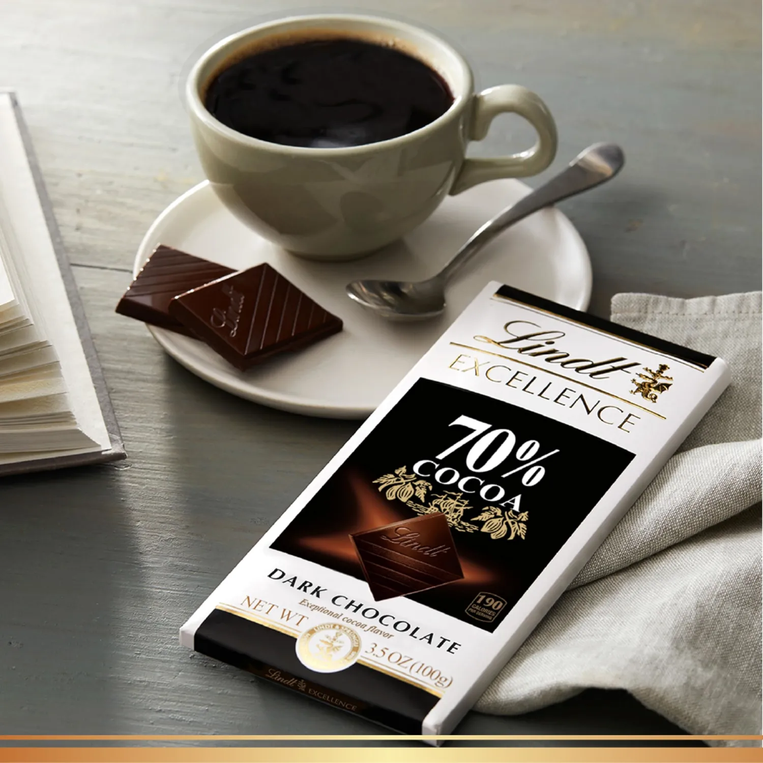 Lindt EXCELLENCE 70% Cocoa Dark Chocolate Candy Bar, Dark Chocolate, 3.5 oz. Bar