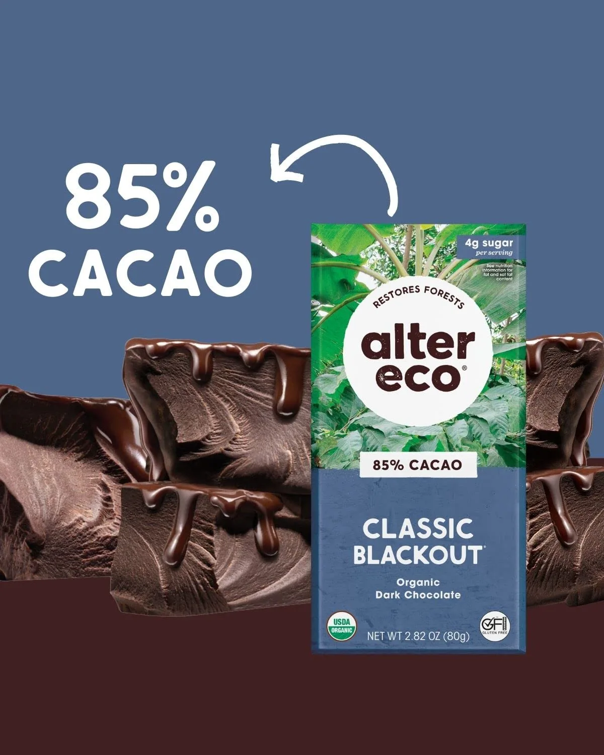 Alter Eco | Classic Blackout | 85% Pure Dark Cocoa, Fair Trade, Organic, Non-GMO, Gluten Free (Classic Blackout)