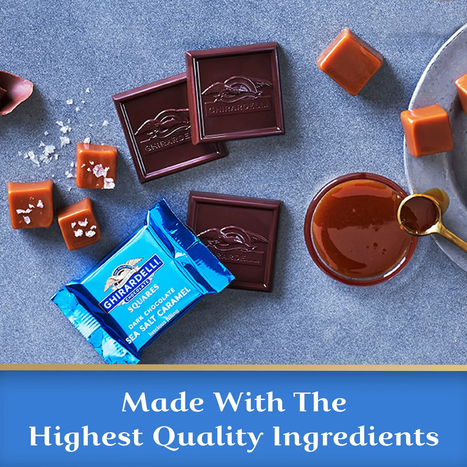 GHIRARDELLI Dark Chocolate Sea Salt Caramel Squares, 15.9 oz Bag