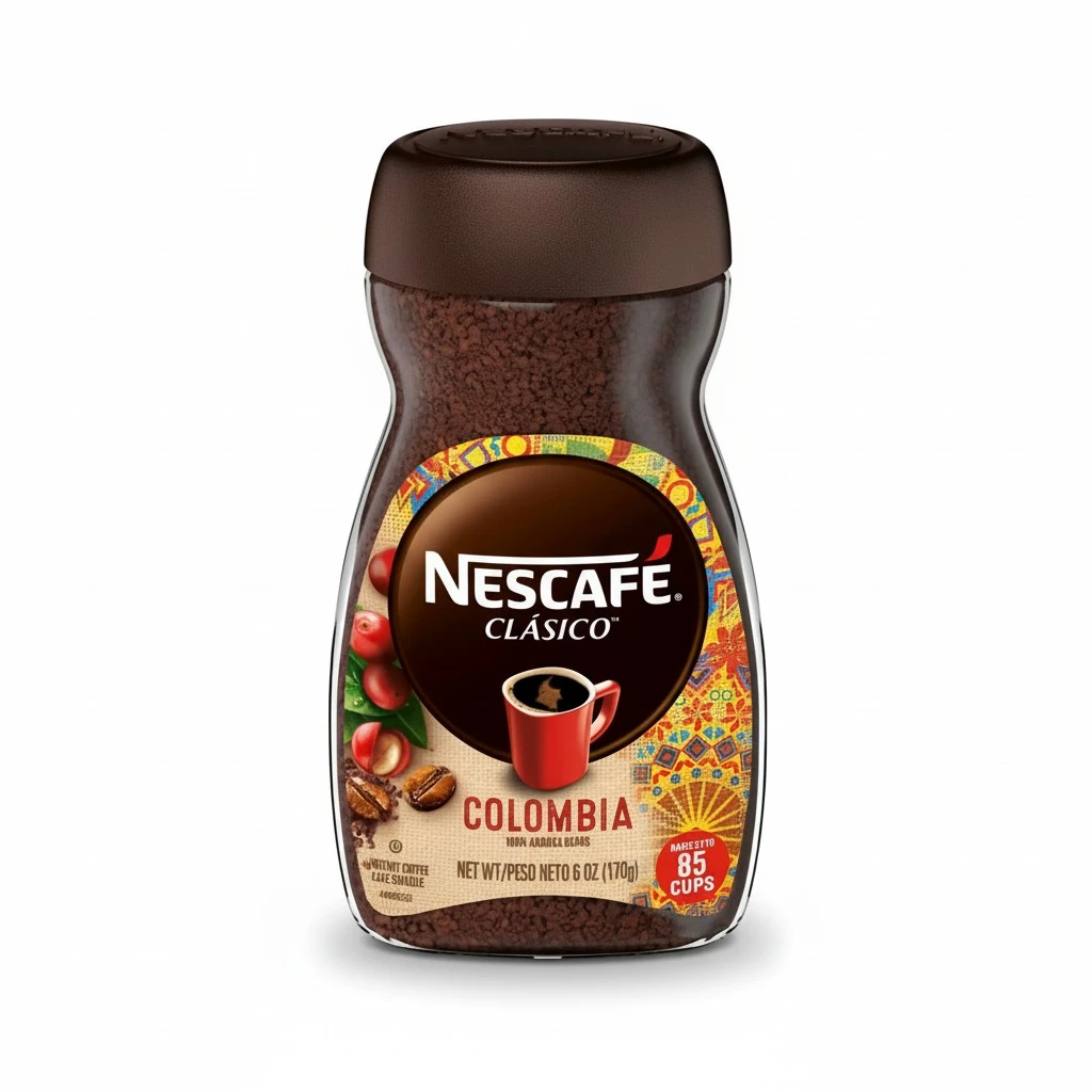 NESCAFÉ CLÁSICO Colombia, Medium Roast Instant Coffee, 6 oz. Jar