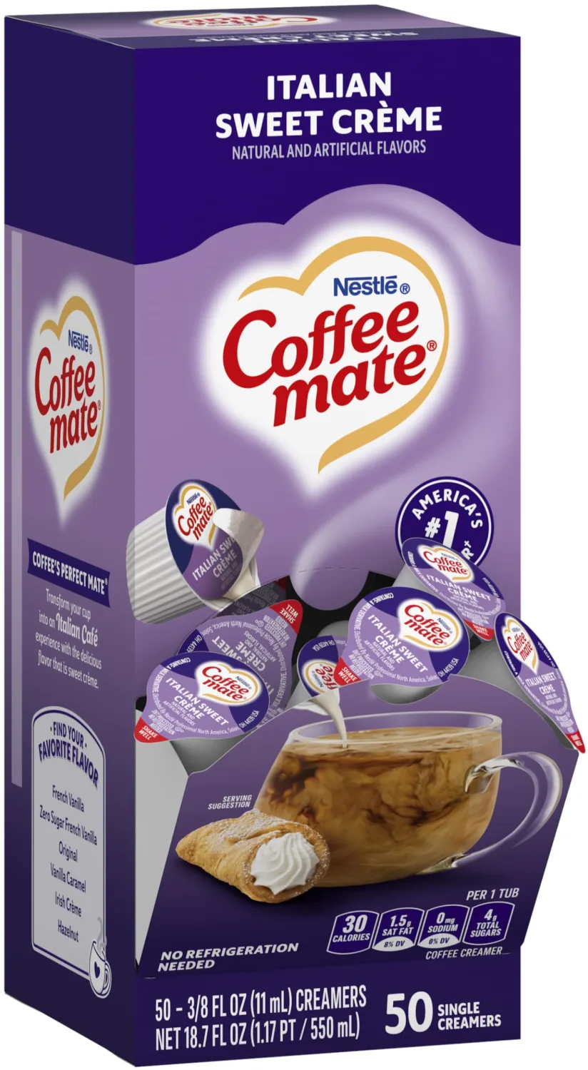 Coffee-mate 84652 Liquid Coffee Creamer, Italian Sweet Creme, 0.375 oz Cups, 50/Box