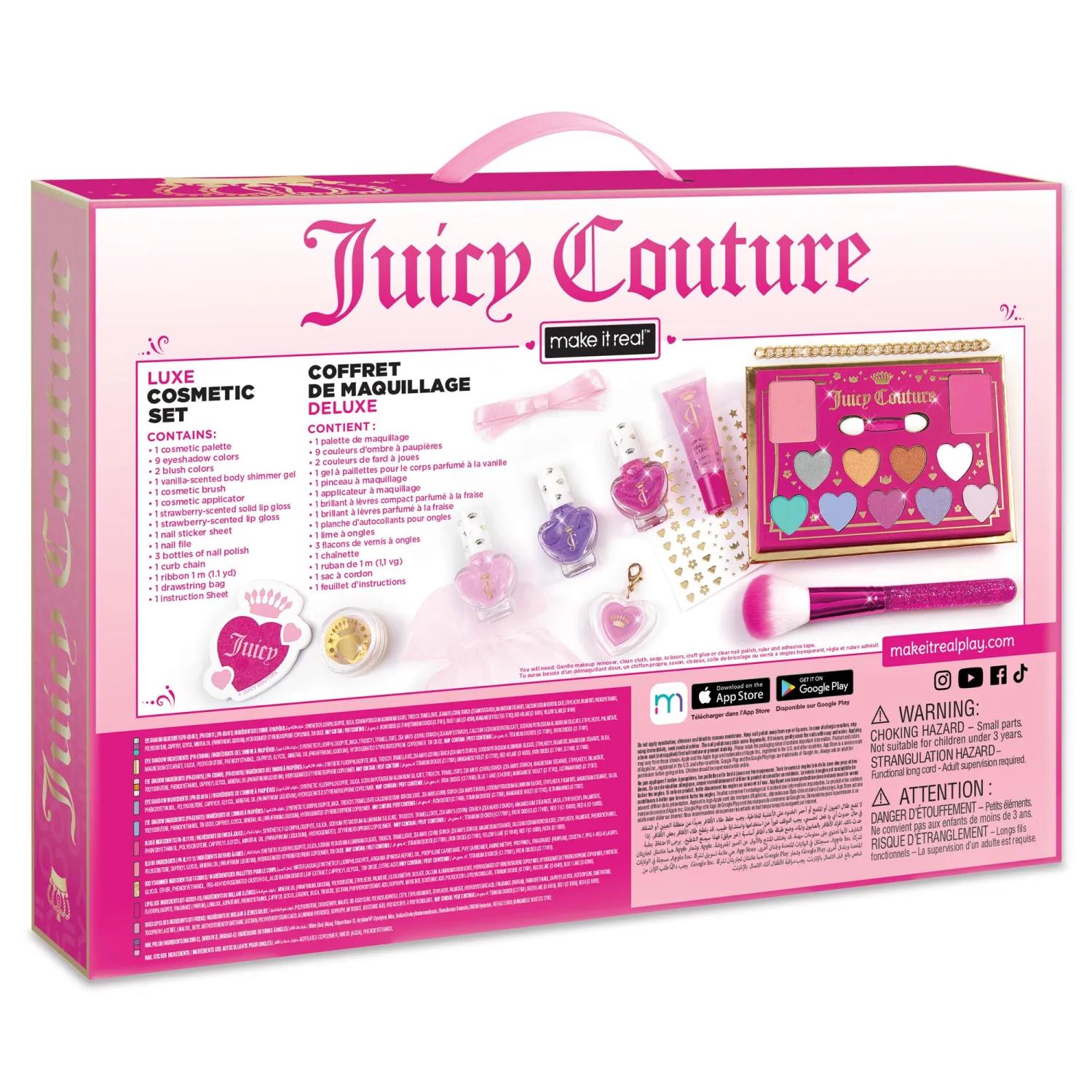 Make It Real: Juicy Couture Luxe Cosmetic Set - Lip Gloss Charm Bracelet, Nail Polish, Eyeshadow, Head to Toe Glam, Makeup Kit, Girls & Kids Ages 8+
