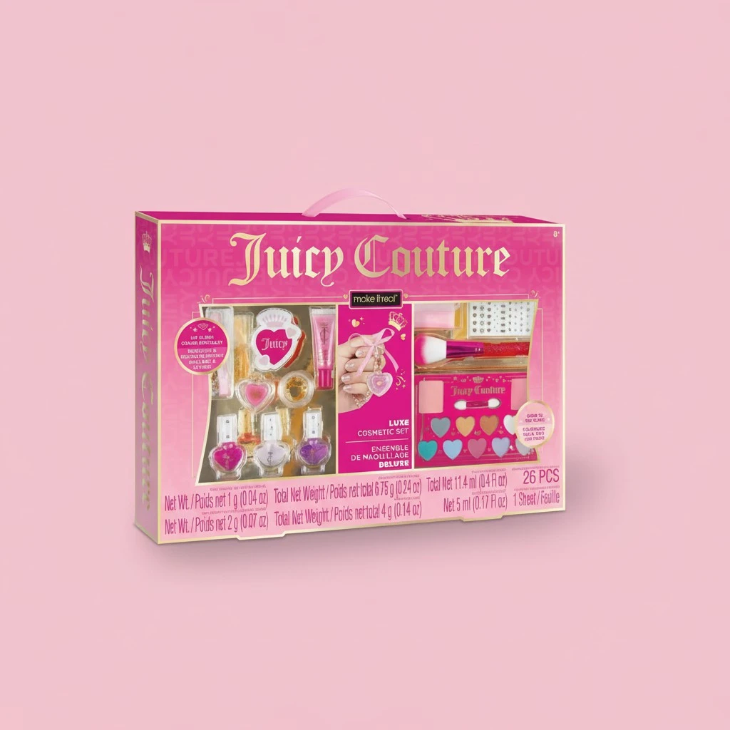 Make It Real: Juicy Couture Luxe Cosmetic Set - Lip Gloss Charm Bracelet, Nail Polish, Eyeshadow, Head to Toe Glam, Makeup Kit, Girls & Kids Ages 8+