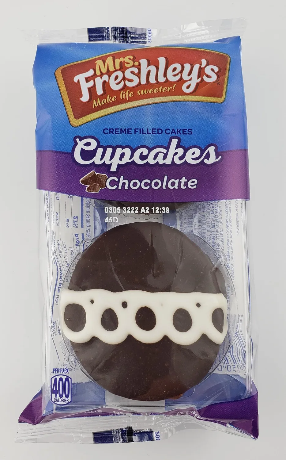 Mrs. Freshley's Cream Filled Chocolate Cupcakes 2-pack | 6 Count (12 pieces)