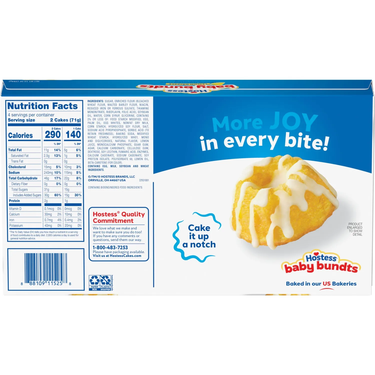 Hostess Baby Bundts, Lemon Drizzle, 8Count