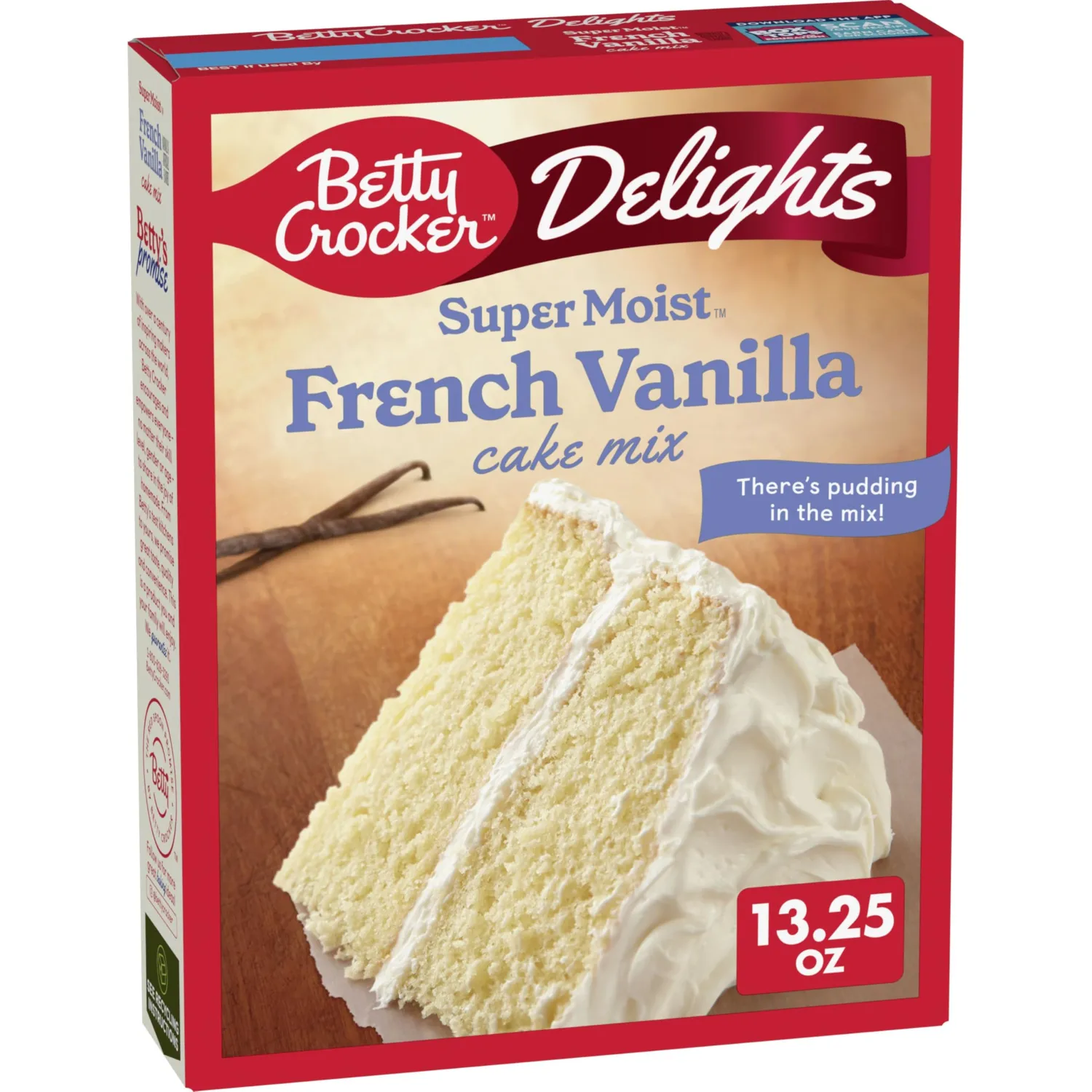 Betty Crocker Delights Super Moist French Vanilla Cake Mix, Holiday Baking, 13.25 oz