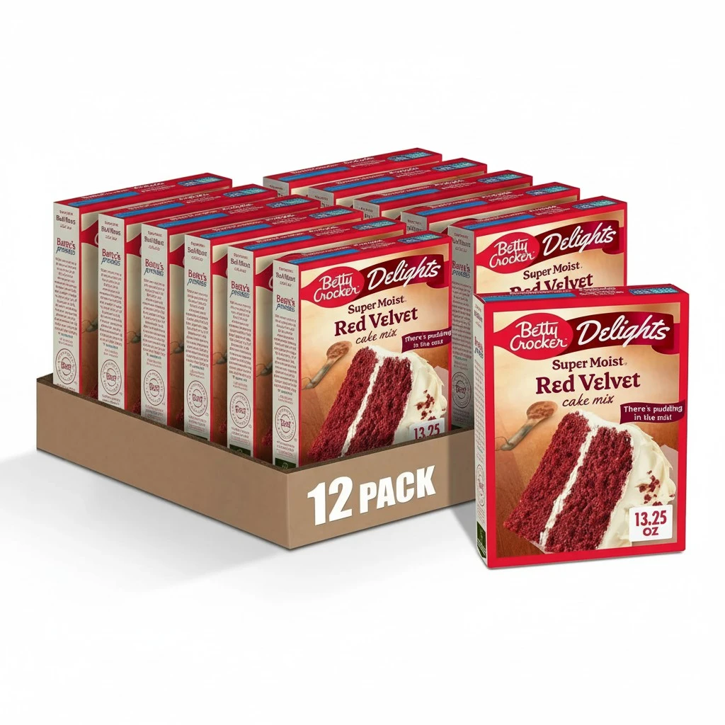 Betty Crocker Delights Super Moist Red Velvet Cake Mix, 13.25 oz. (Pack of 12)