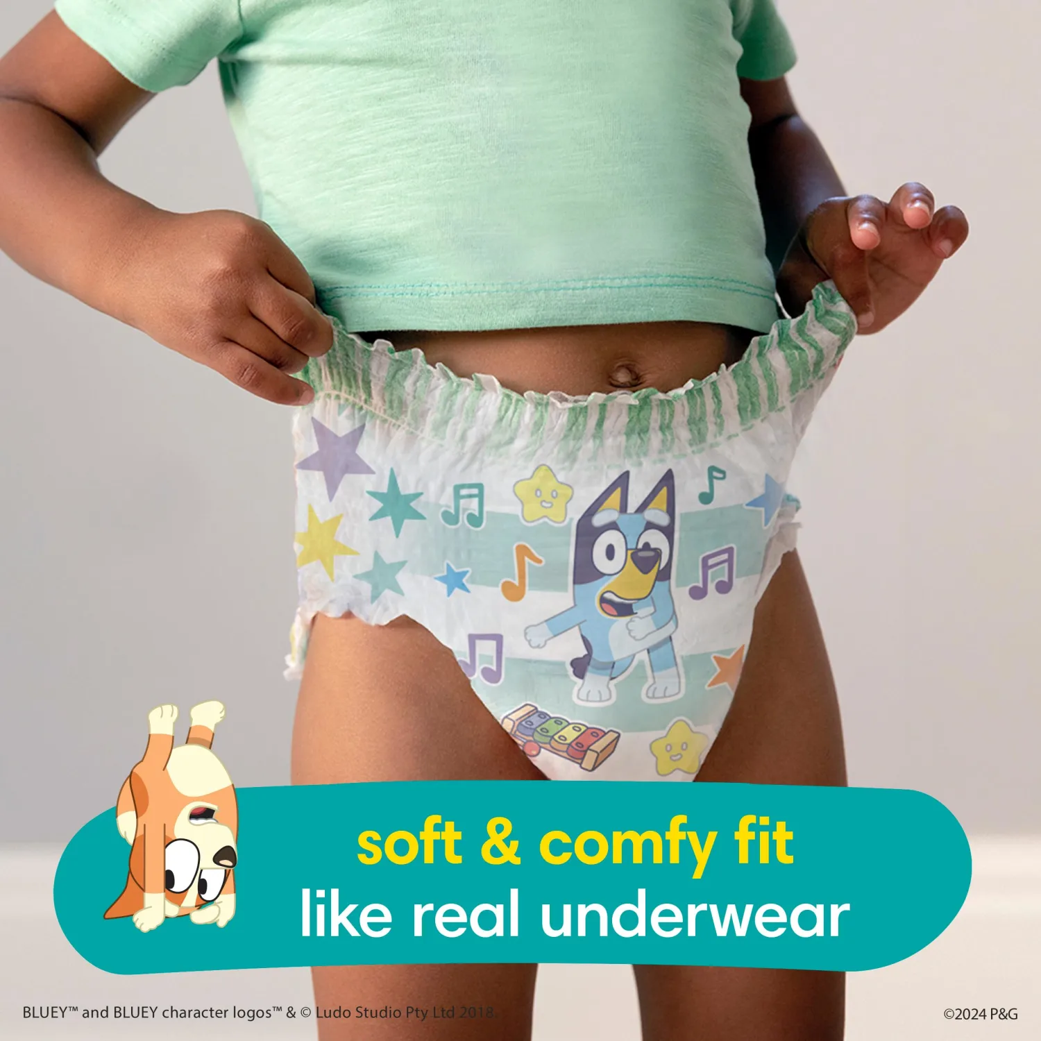 Pampers Easy Ups Bluey Pull On Training Pants Boys and Girls, 4T-5T, 104 Count with Sensitive Water Based Baby Wipes 4X Pop-Top Packs (336 Count)