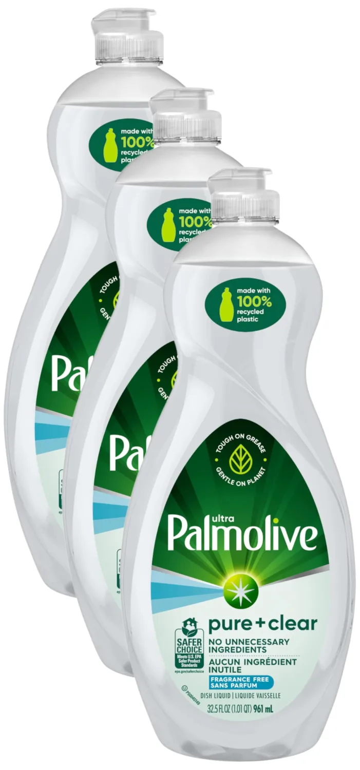 Palmolive Ultra Dishwashing Liquid Dish Soap, Pure + Clear Fragrance Free - 32.5 Fluid Ounce (Packaging may vary) (Pack of 3)