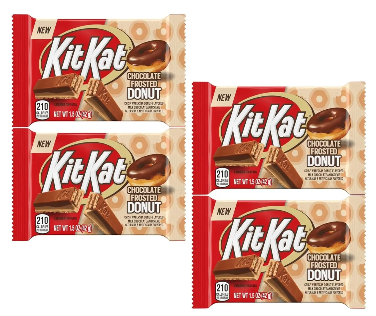 Smiling Sweets Kit Kat Chocolate Frosted Donut, Delicious Combination of Classic Chocolate with a Frosted Donut Twist, Break Apart and Share with Others (Pack of 4)