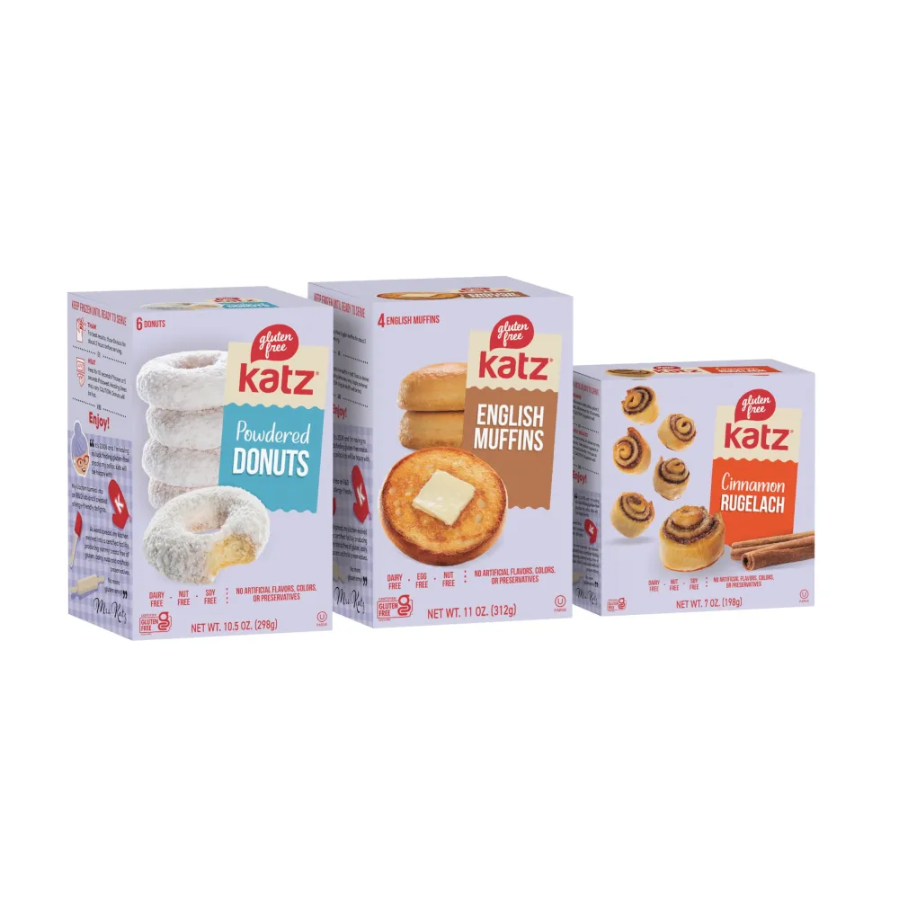 Katz Gluten Free Variety Pack. English Muffin, Powdered Donut, And Cinnamon Rugelach. Dairy, Nut, Soy and Gluten Free | Kosher (1 Pack of each)