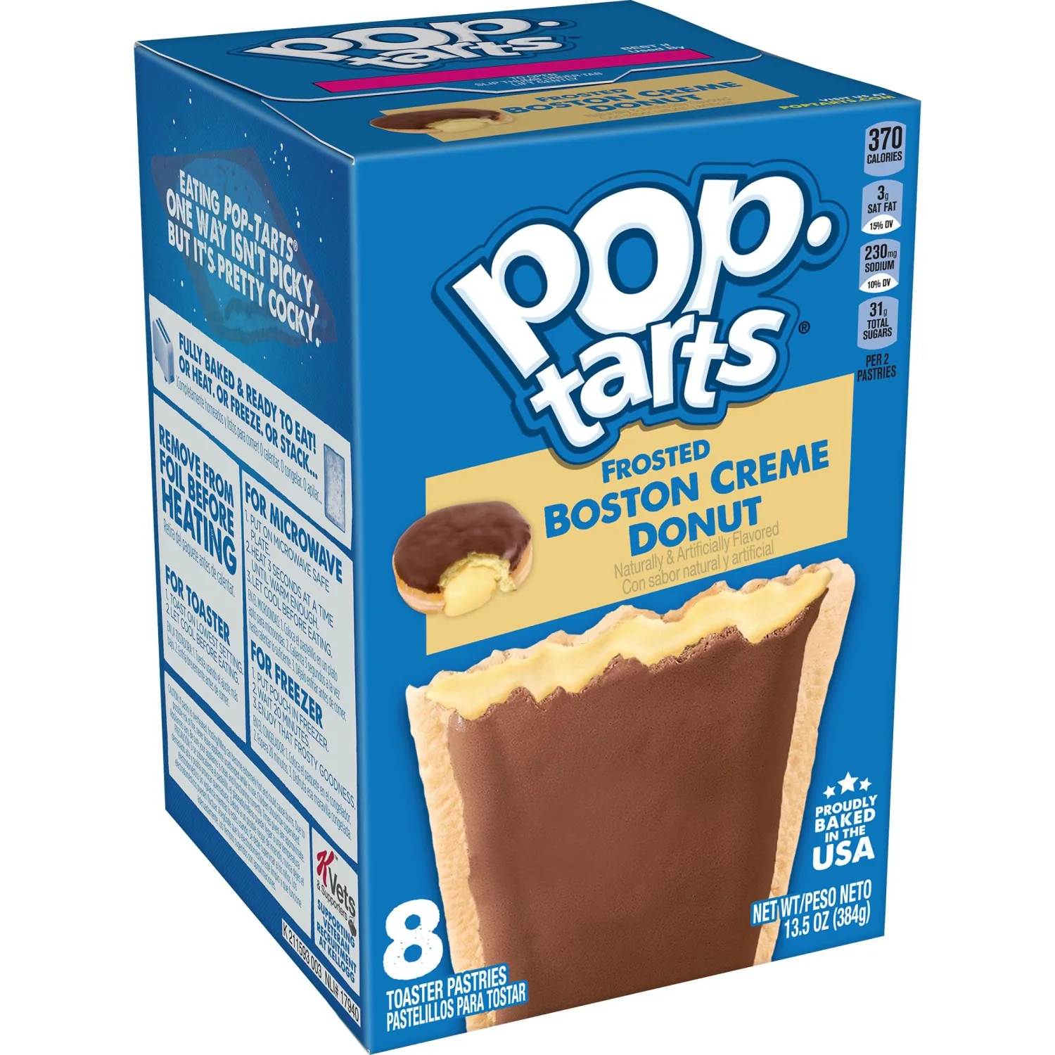 Pop-Tarts Toaster Pastries, Breakfast Foods, Kids Snacks, Frosted Boston Creme Donut, 13.5oz Box (8 Pop-Tarts)
