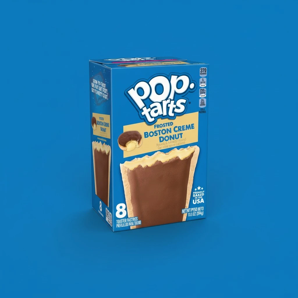 Pop-Tarts Toaster Pastries, Breakfast Foods, Kids Snacks, Frosted Boston Creme Donut, 13.5oz Box (8 Pop-Tarts)