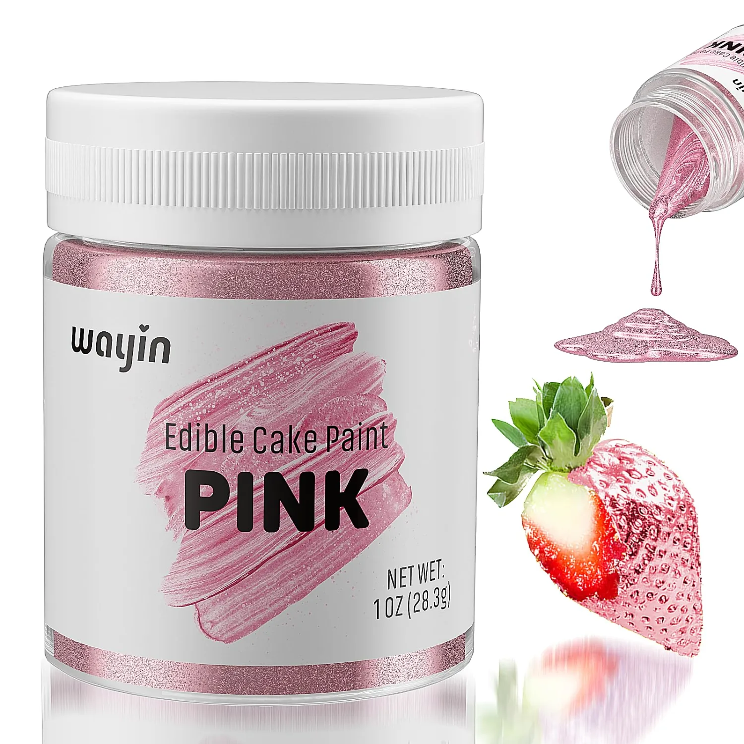 Pink Edible Art Decorative Cake Paint-Upgraded Food Coloring Metallic Edible Glitter Paint for Cake Decorating, Cupcake, Cookie, Fondant, Donuts, Icing Frosting, Candy-Pink/(28.3g/Bottle)
