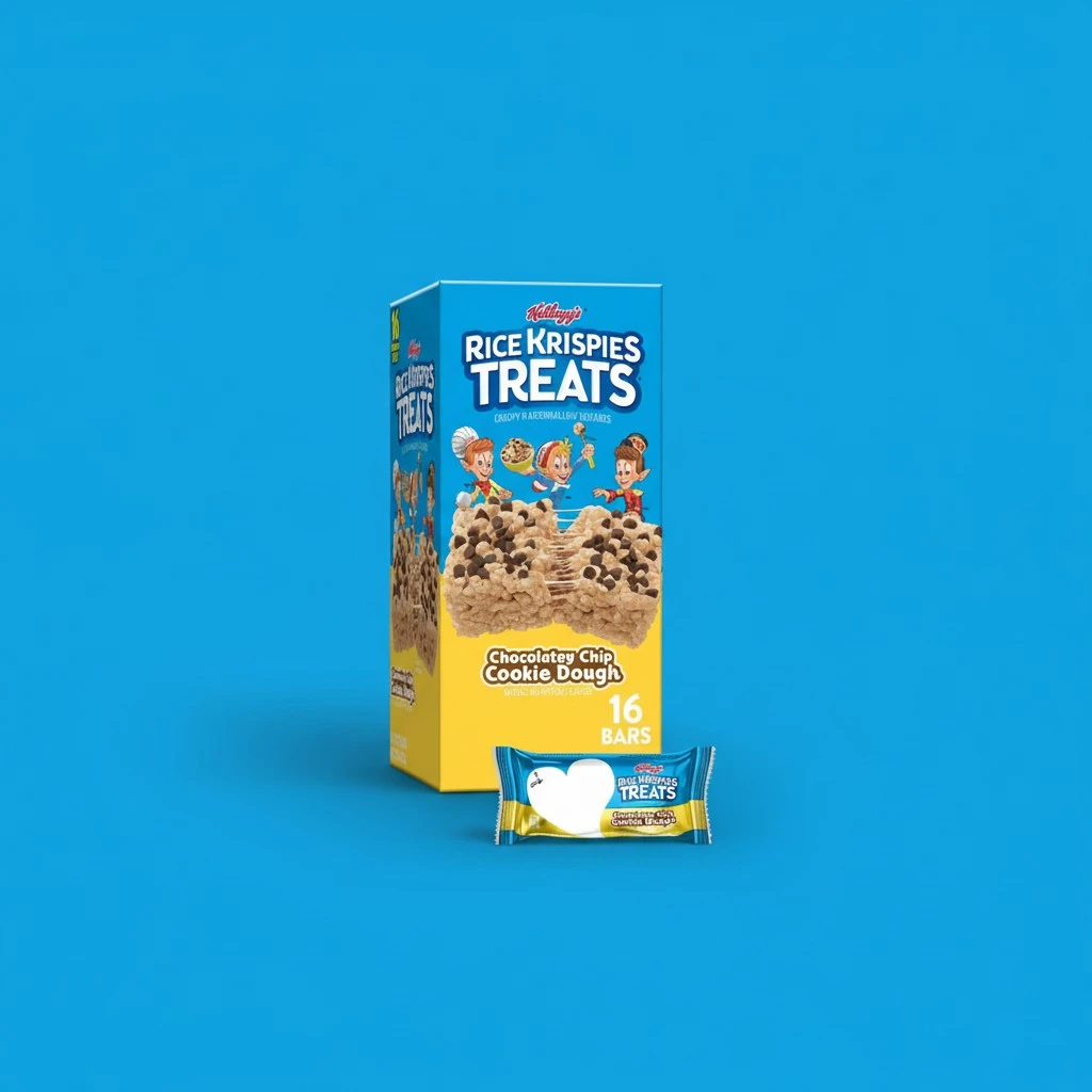 Rice Krispies Treats Marshmallow Snack Bars, Lunch Snacks, Chocolatey Chip Cookie Dough, 12.4oz Box (16 Count)