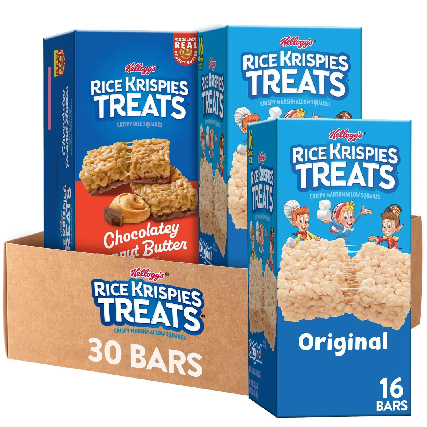 Rice Krispies Treats, Kids Snacks, Snack Bars, Variety Pack (2 Boxes, 30 Bars)
