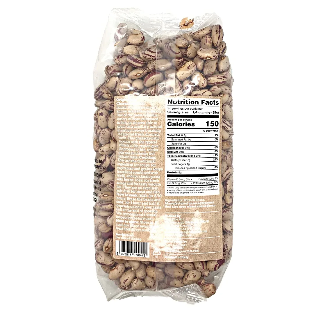 Italian Borlotti Cranberry Beans | 1.1lb (500g) (Pack of 1)