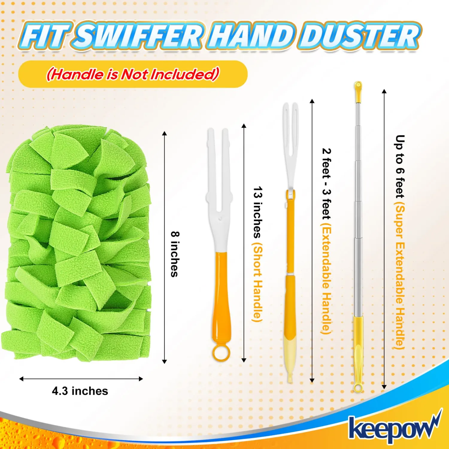KEEPOW Reusable Duster Refill Fit for Swiffer Duster Extended Handle, Heavy Duty Duster Refills, Microfiber Dusters for Cleaning Fleece Refills Hardwoods Window, 4 Pack (Handle is Not Included)