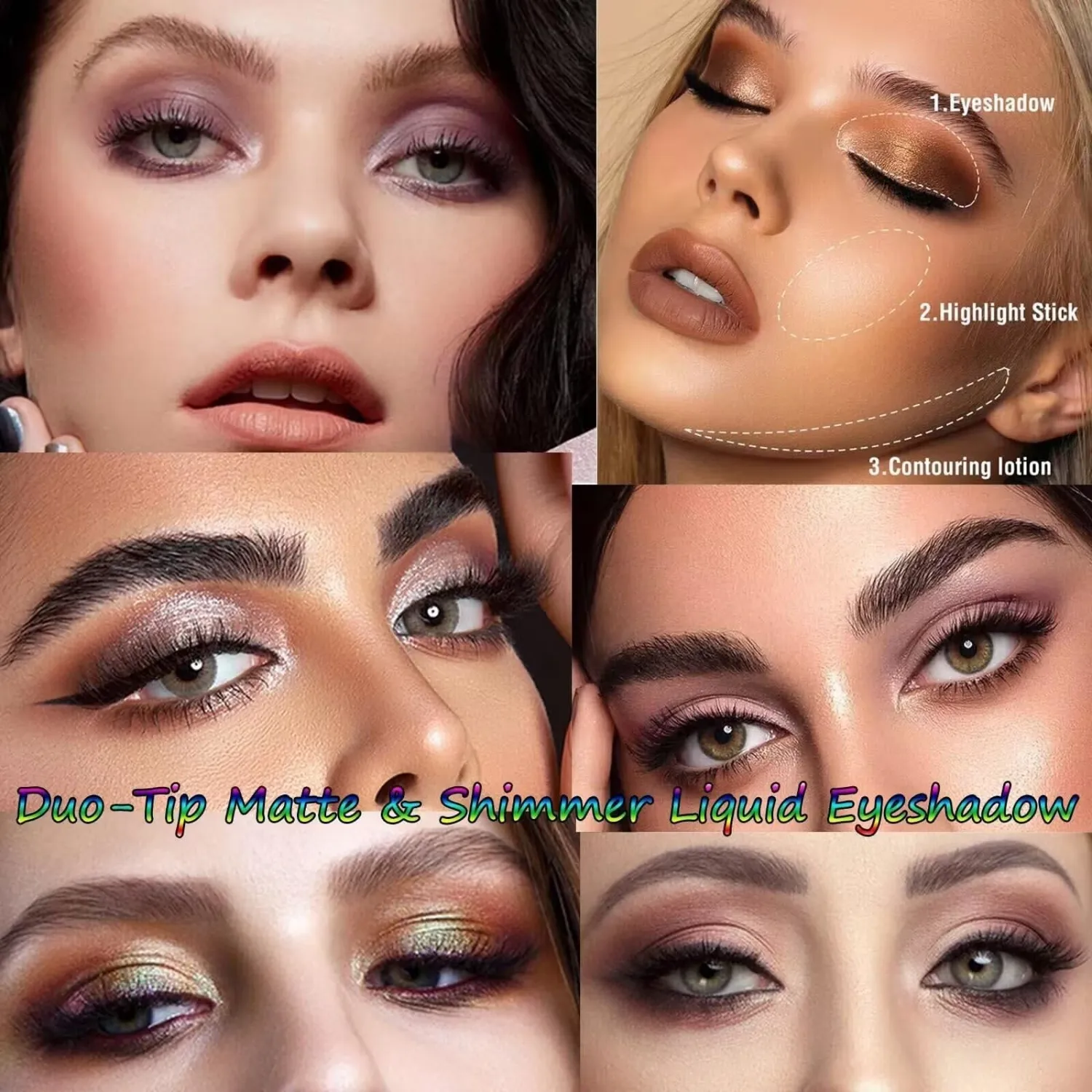 Silver Liquid Eyeshadow Matte Double Ended Glitter Eyeshadow Sticks For Eyes Metallic Eyeshadow Pencil Primer Base Quick Drying Waterproof Long Lasting Highlight Stick Shadow Pen Eye Makeup (#2)