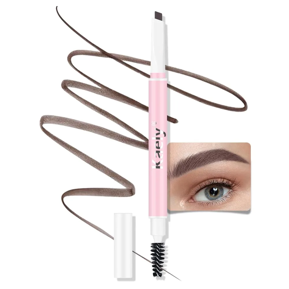 Kaely 2in1 Waterproof Eyebrow Pencil, Longwearing Eye Brow Pencils for Women Makeup, Mechanical Eyebrow Pen with Spoolie Brush, lapiz de cejas a prueba de agua, 09 Dark Brown