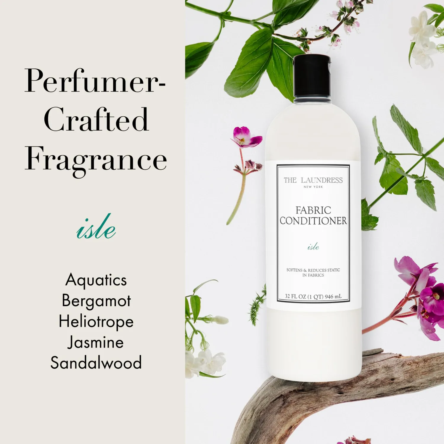 The Laundress Isle Fabric Conditioner, Soften Fabrics, Reduces Static, Concentrated Fabric Softener Liquid, Isle Scent, 32 Fl Oz