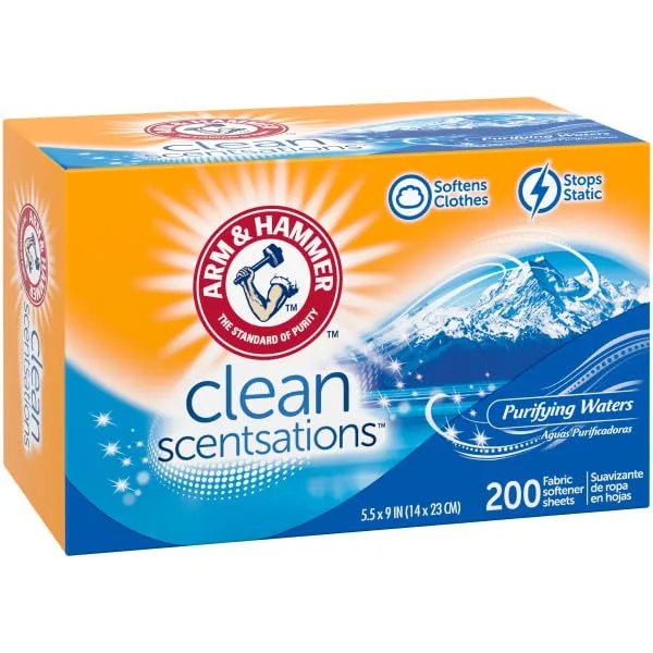Arm & Hammer Fabric Softener Sheets, Purifying Waters, 200 ct