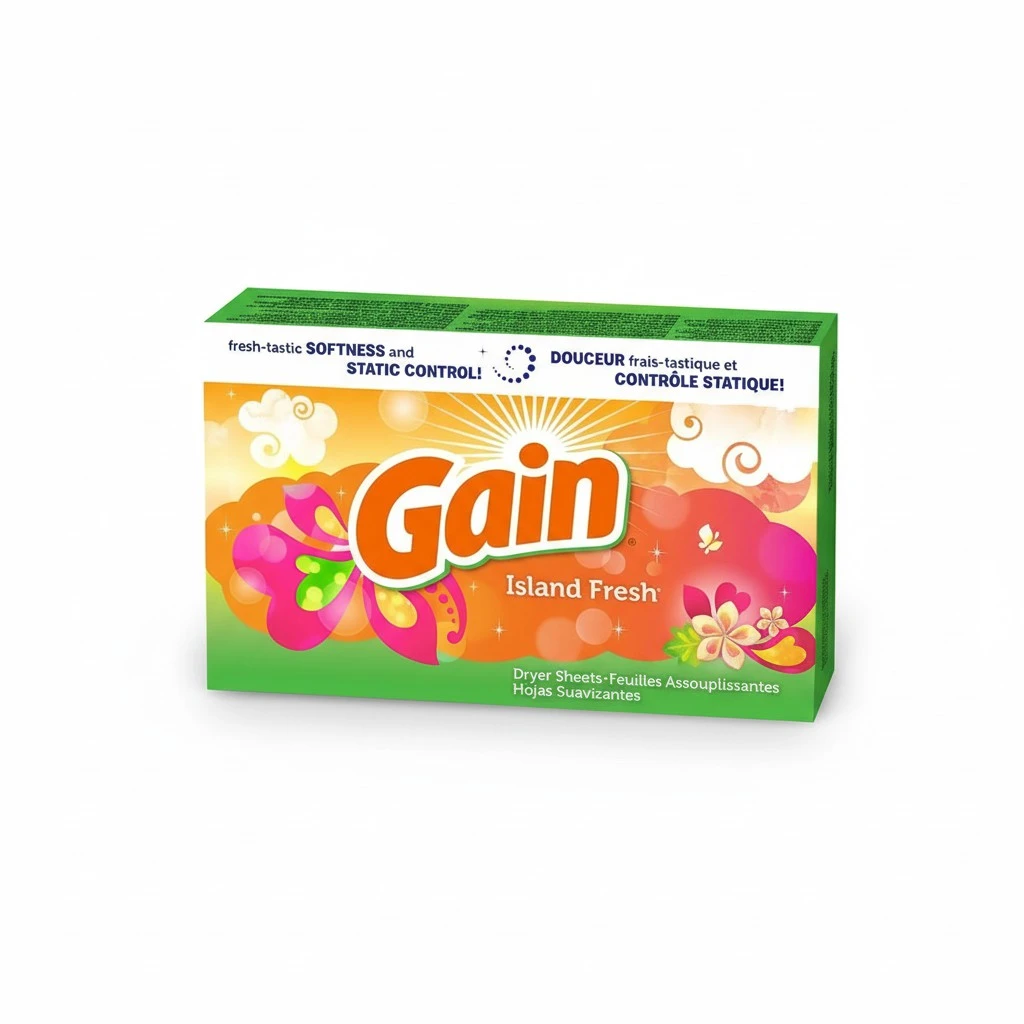 Gain Dryer Sheets - Island Fresh Scent - 34 Count Dryer Sheets Per Box - Pack of 2