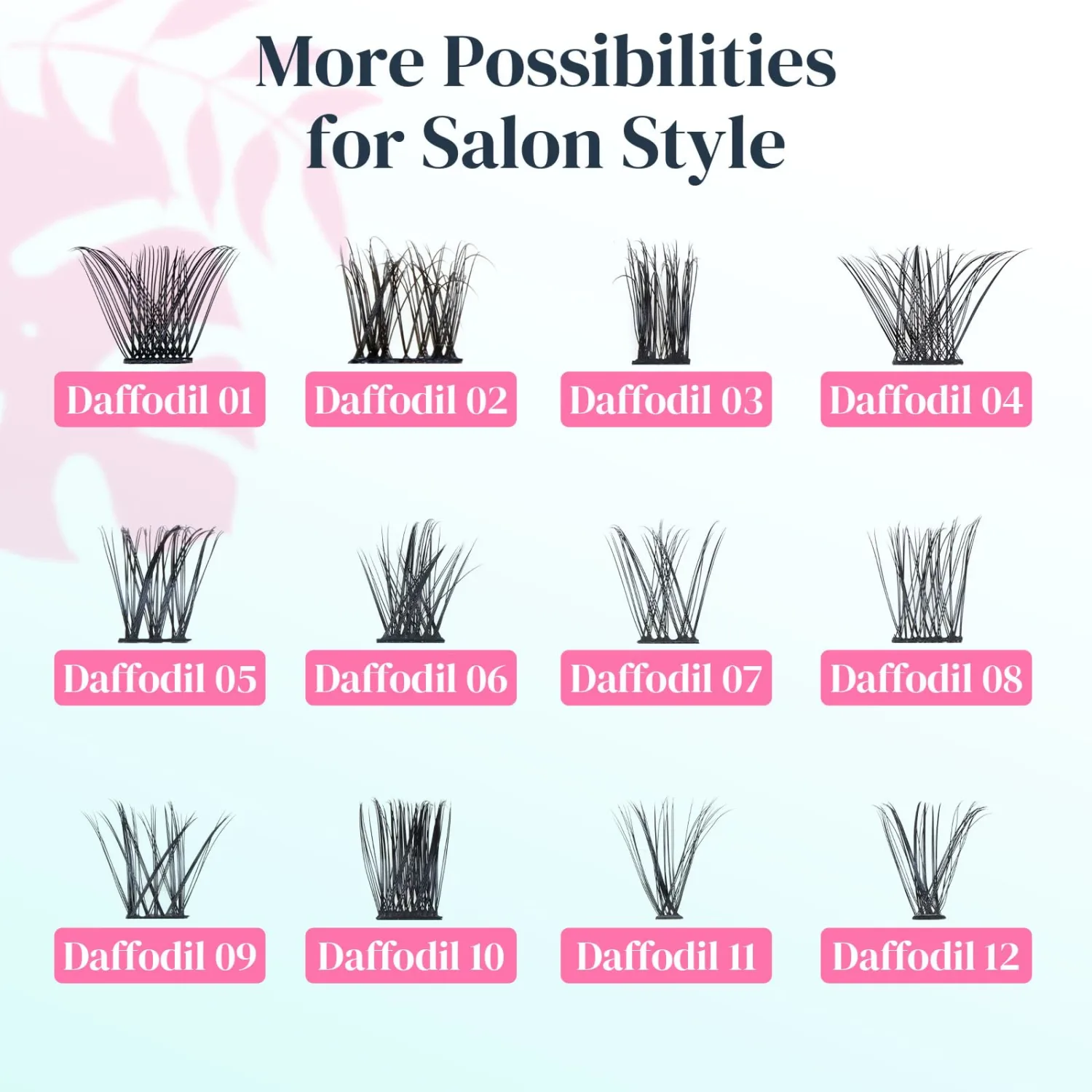 Lash Clusters, Fluffy Lash Clusters 8-16mm D Curl DIY Eyelash Extension Cluster Lashes Wispy Lash Clusters Super Thin Band & Soft Lashes Waterproof Lash Clusters (Daffodil 12)