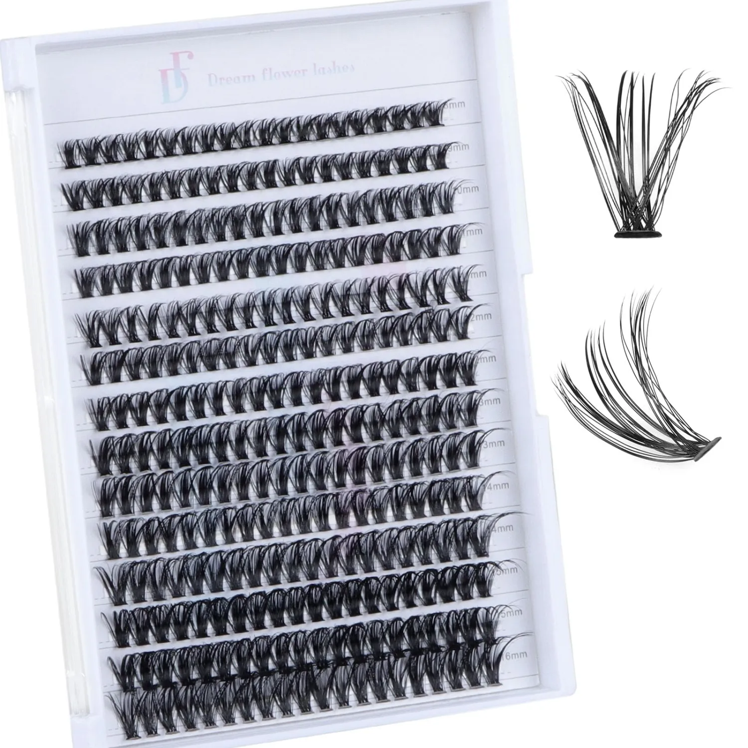 Lash Clusters, Fluffy Lash Clusters 8-16mm D Curl DIY Eyelash Extension Cluster Lashes Wispy Lash Clusters Super Thin Band & Soft Lashes Waterproof Lash Clusters (Daffodil 12)