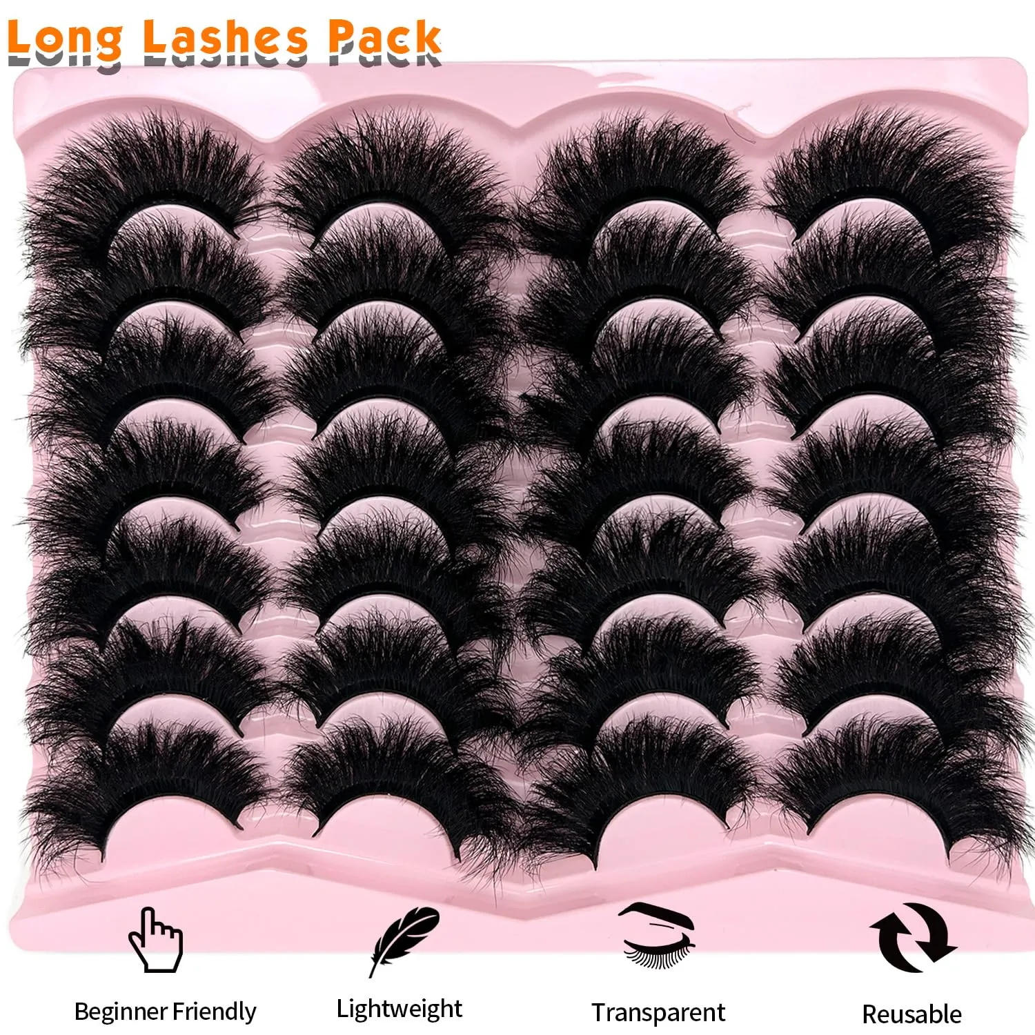 Mink Lashes Fluffy 20mm Faux Mink Lashes Cat Eye Big Long False Eyelashes Dramatic Soft 25mm Lash Strips 3D Volume 14 Pairs Strip Eyelashes Pack