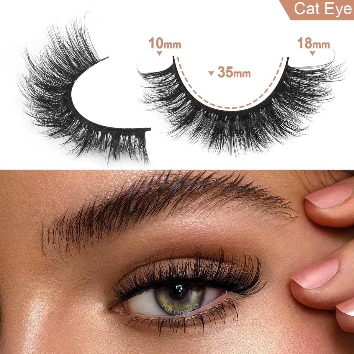 Kiromiro Fluffy Lashes False Eyelashes Cat Eye Faux Mink Lashes Fluffy Wispy Strip Lashes 6D Volume Fake Lashes Natural Look Eye Lashes Pack 7 Pairs